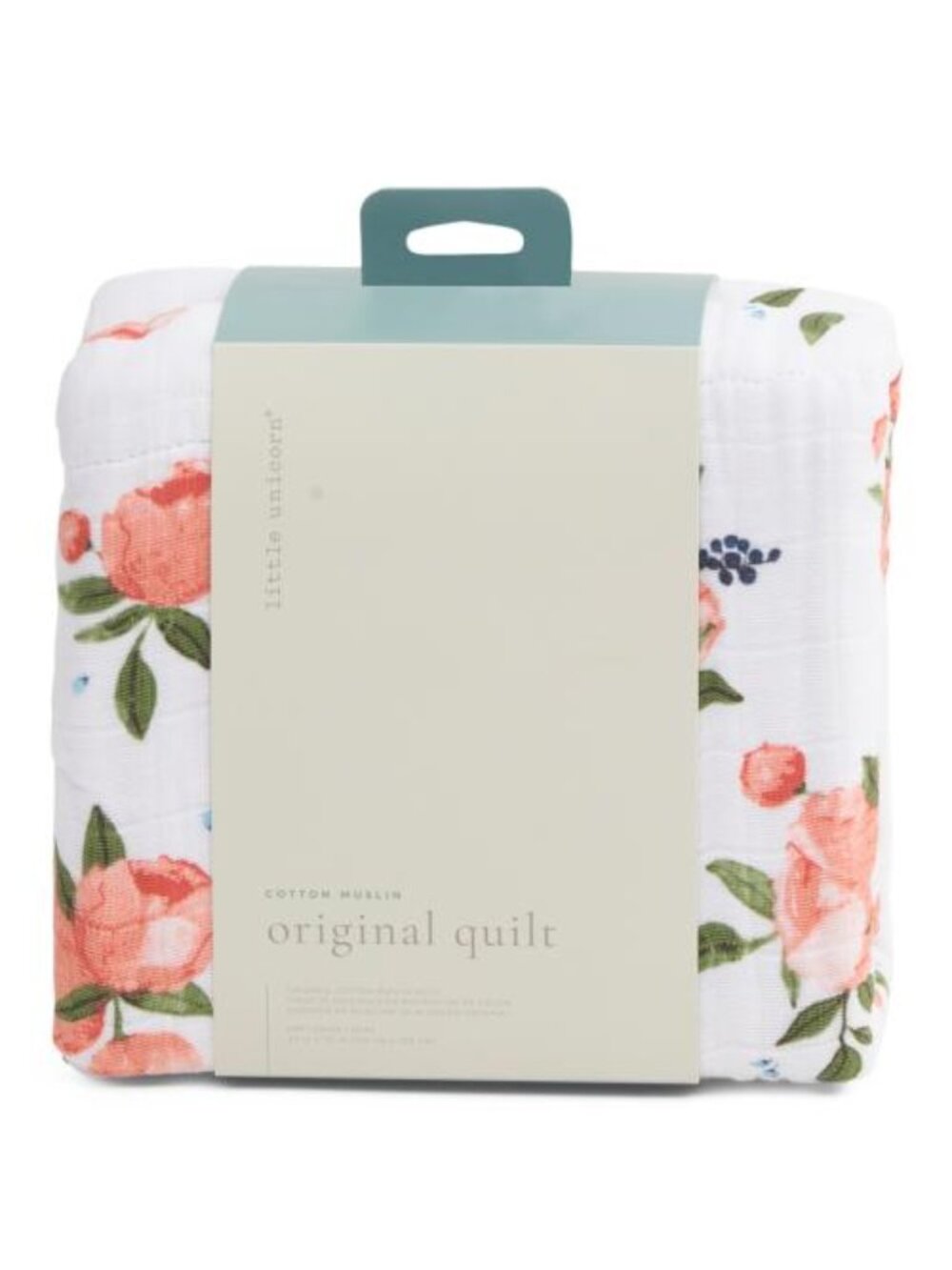 LITTLE UNICORN Watercolor Roses Original Cotton Muslin Quilt